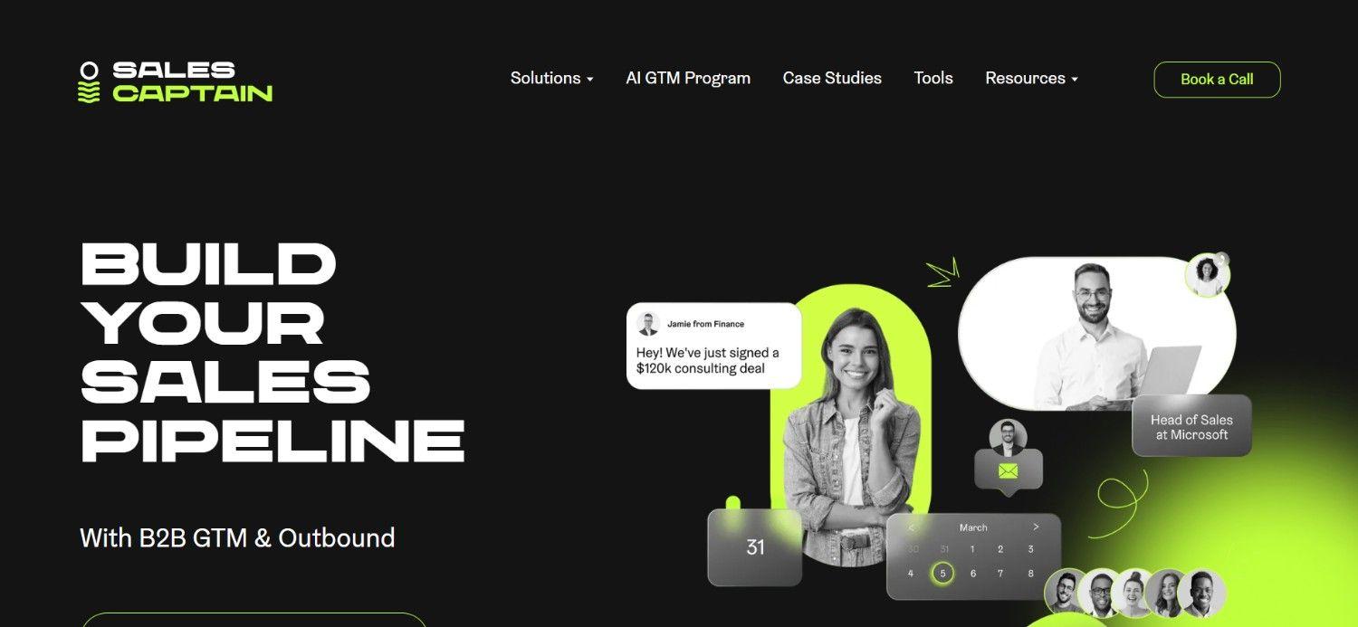 SalesCaptain outbound sales platform homepage for account-based marketing