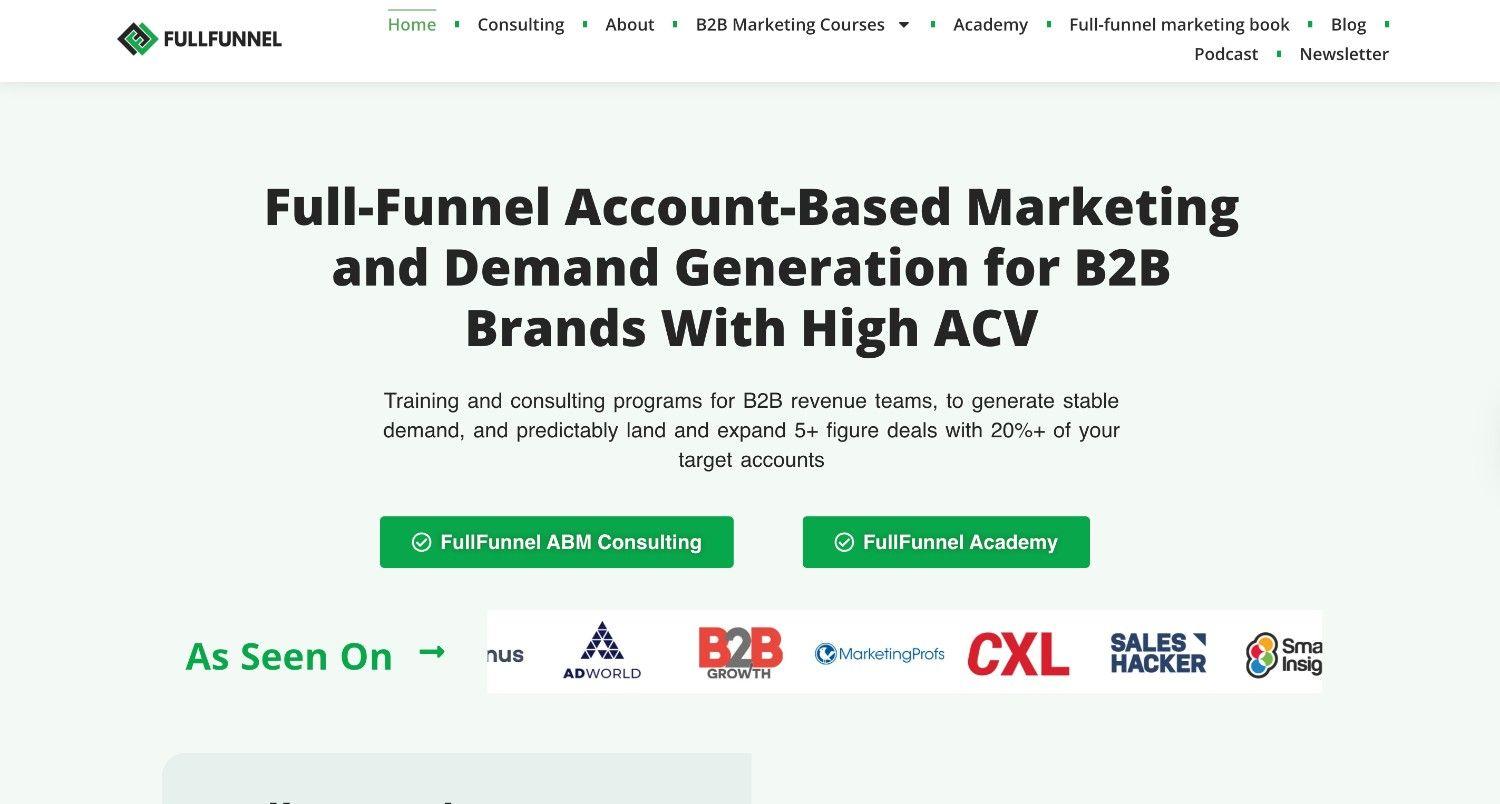 FullFunnel homepage