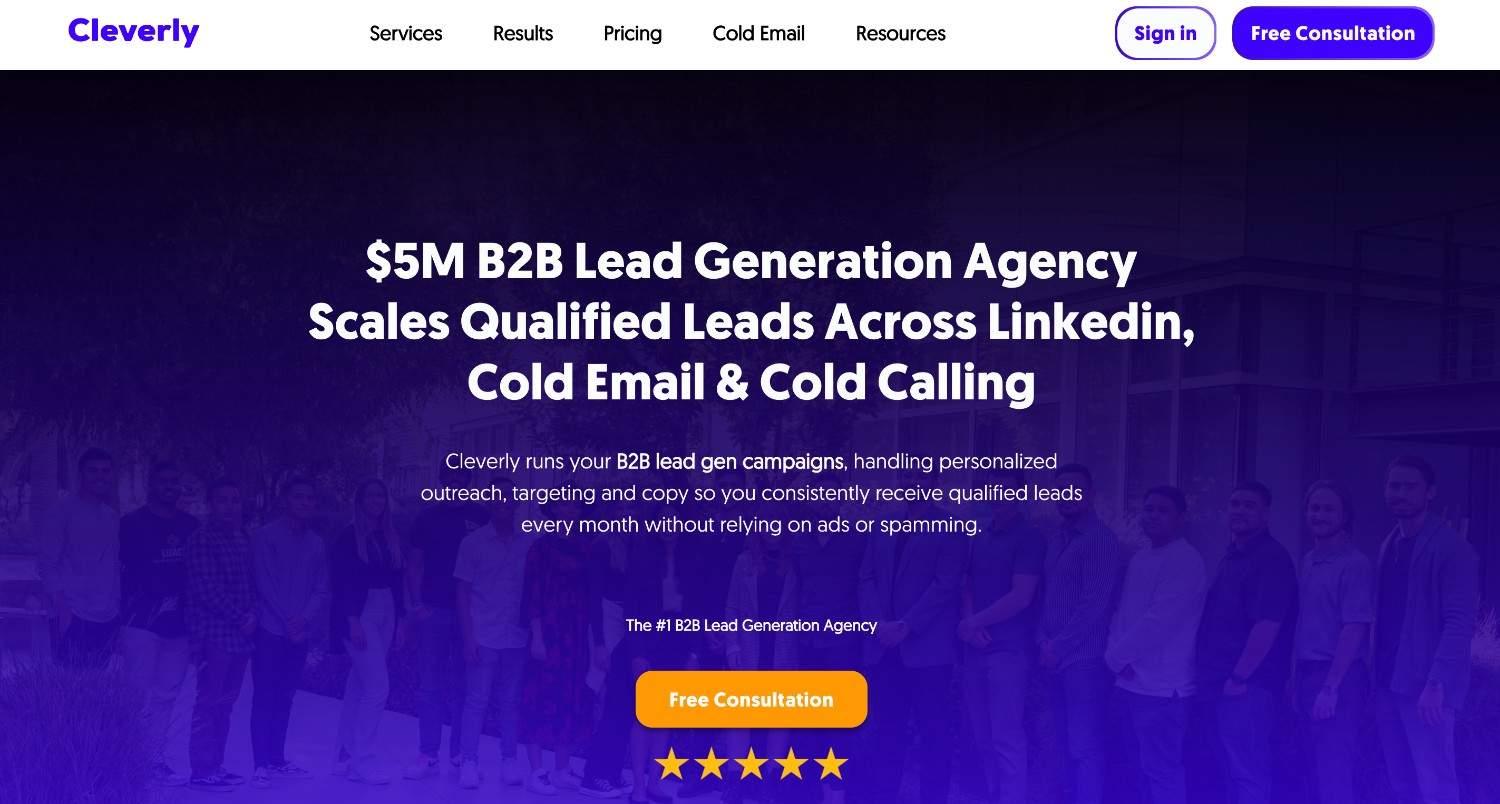 Cleverly LinkedIn and cold email lead generation agency homepage