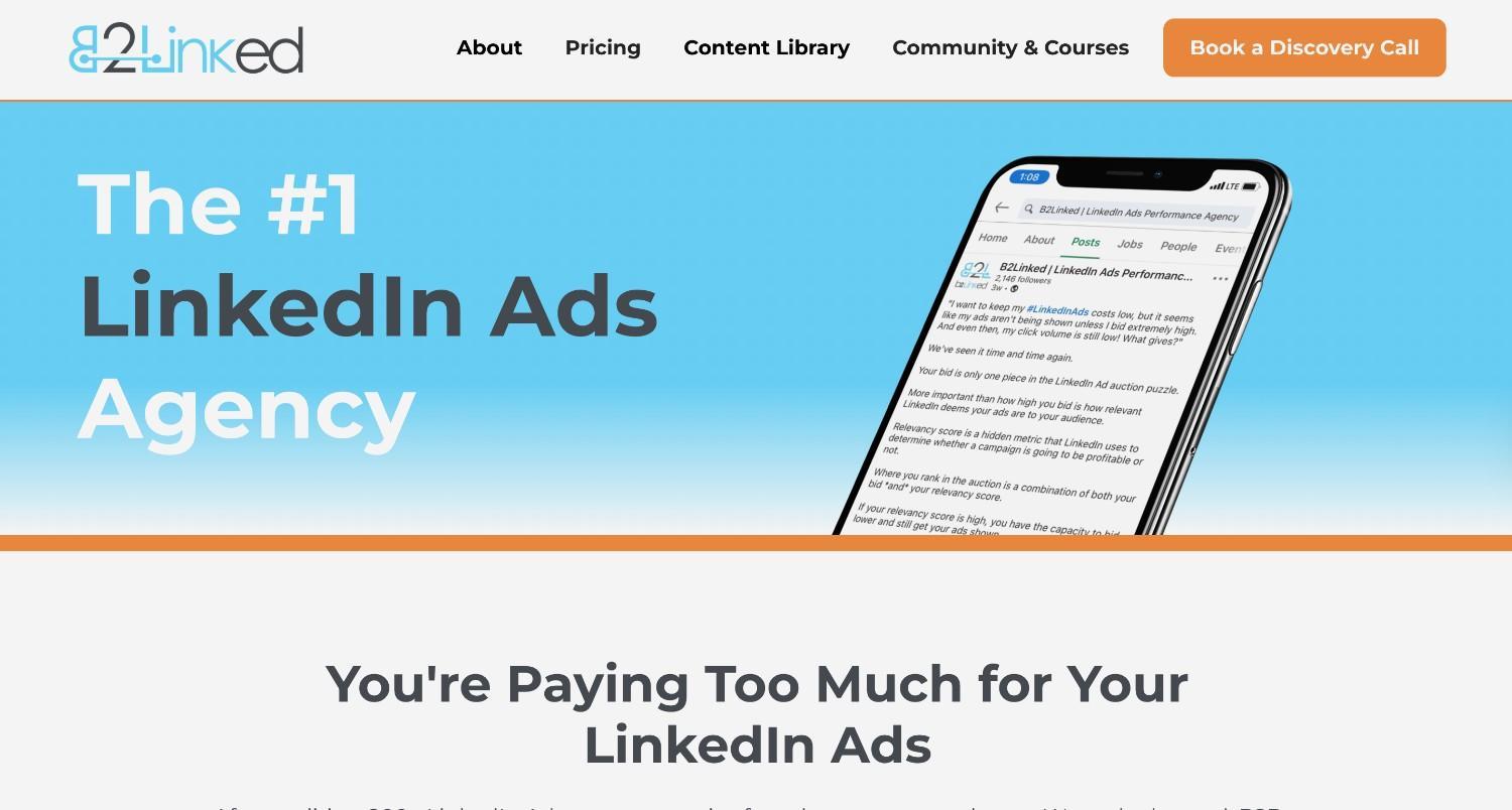 B2Linked LinkedIn Ads agency homepage