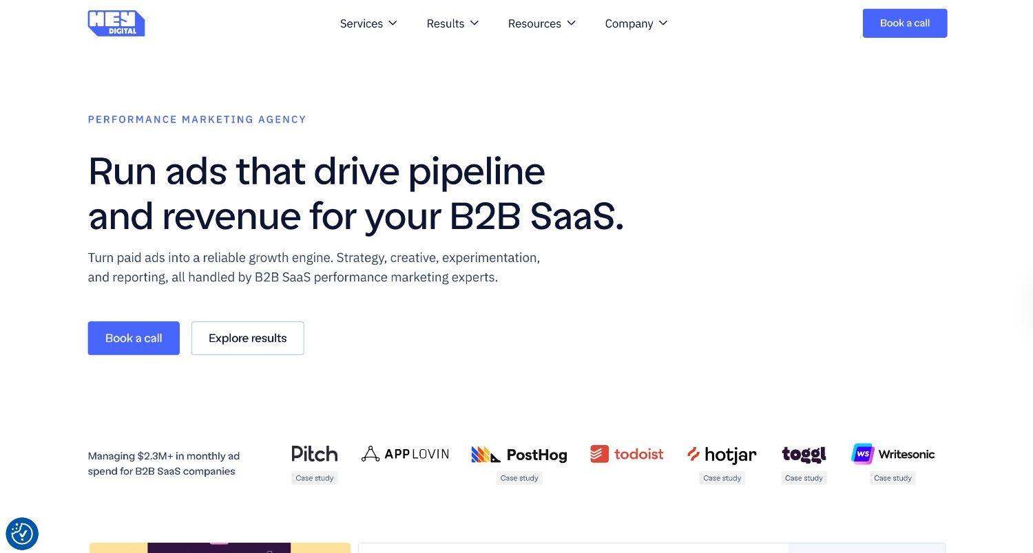 HeyDigital performance marketing agency homepage