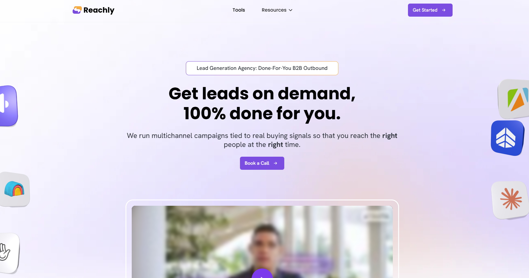 Reachly homepage, a done-for-you outbound agency selling into APAC markets