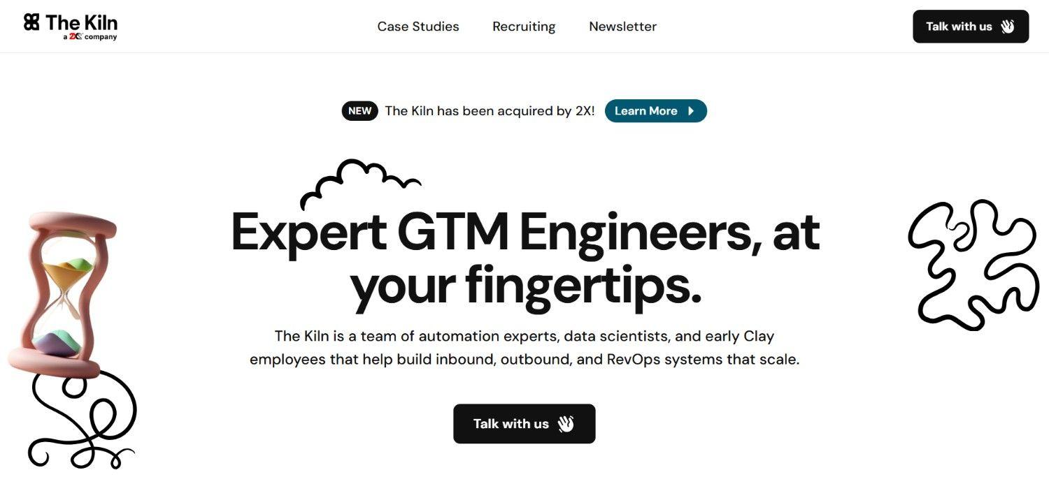 The Kiln GTM engineers homepage for B2B SaaS outbound automation